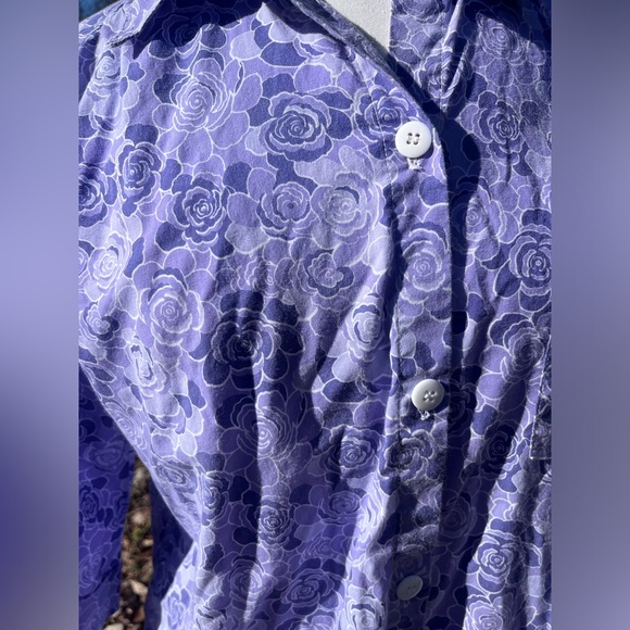 VINTAGE ANTHONY RICHARDS PURPLE ROSES SHIRT DRESS WOMENS SMALL - Picture 4 of 7